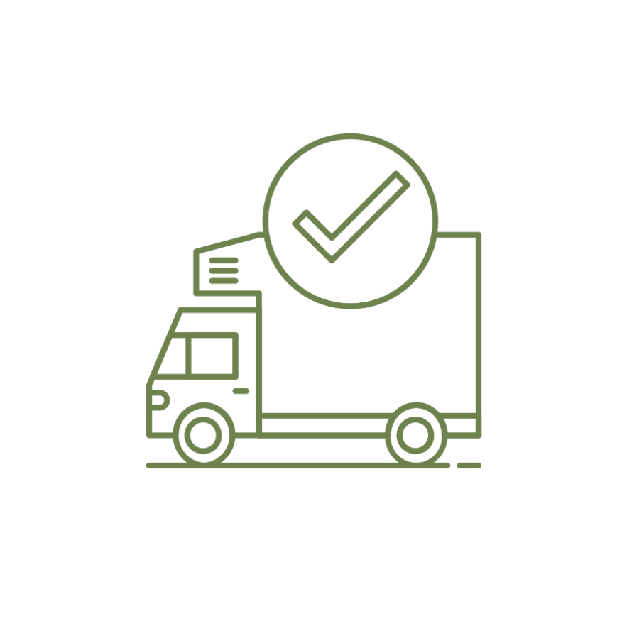 Delivery truck with checkmark