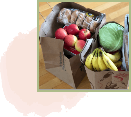 Grocery bags with fruits and vegetables