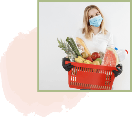 Woman holding grocery basket