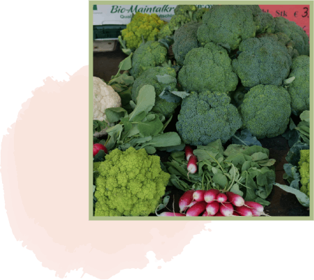 Fresh green vegetables display